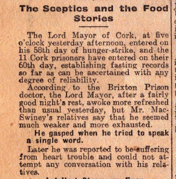 Irish War of Independence News Reports Black & Tans, Hunger Strikes 1920-7. - Image 4 of 6