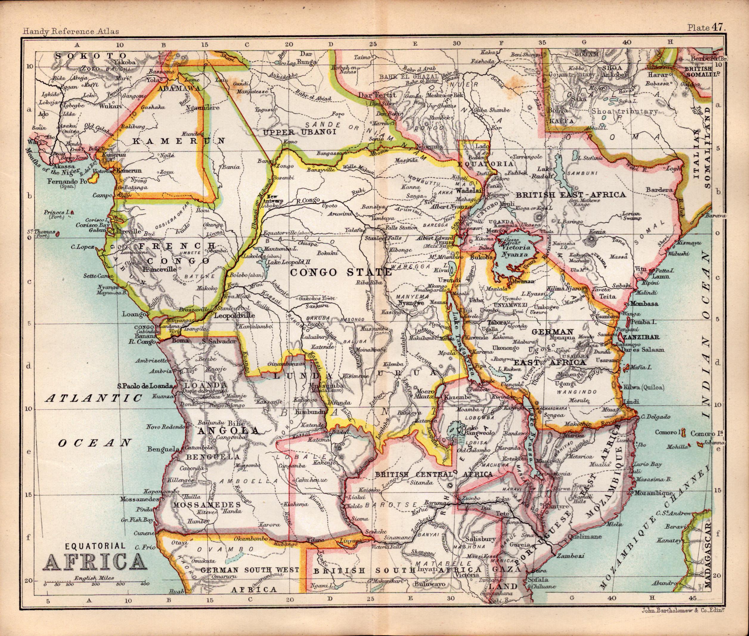 Equatorial Africa Double Sided Victorian Antique 1898 Map.