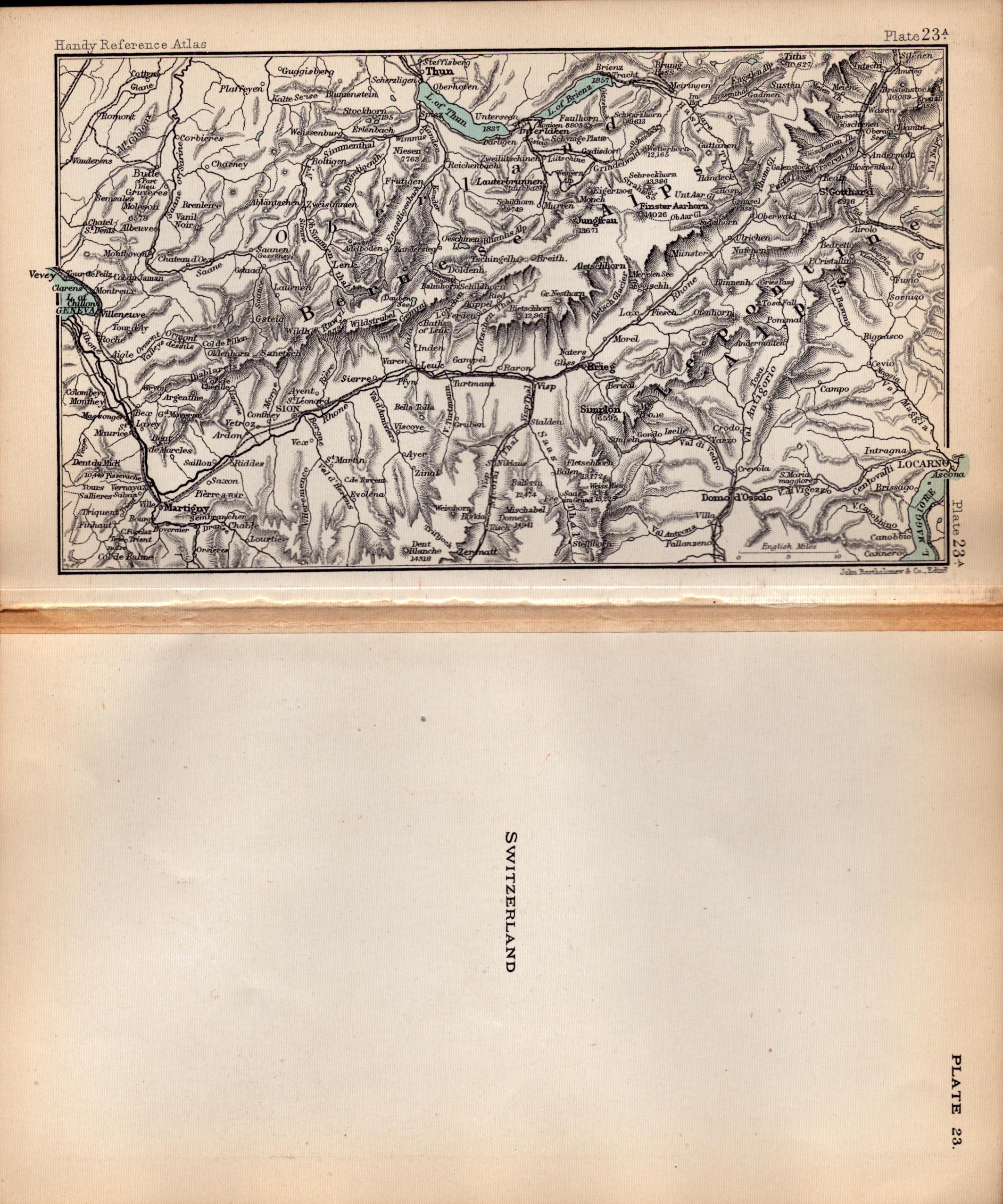 Switzerland &The Alps Area Double Sided Antique 1896 Map. - Image 2 of 3