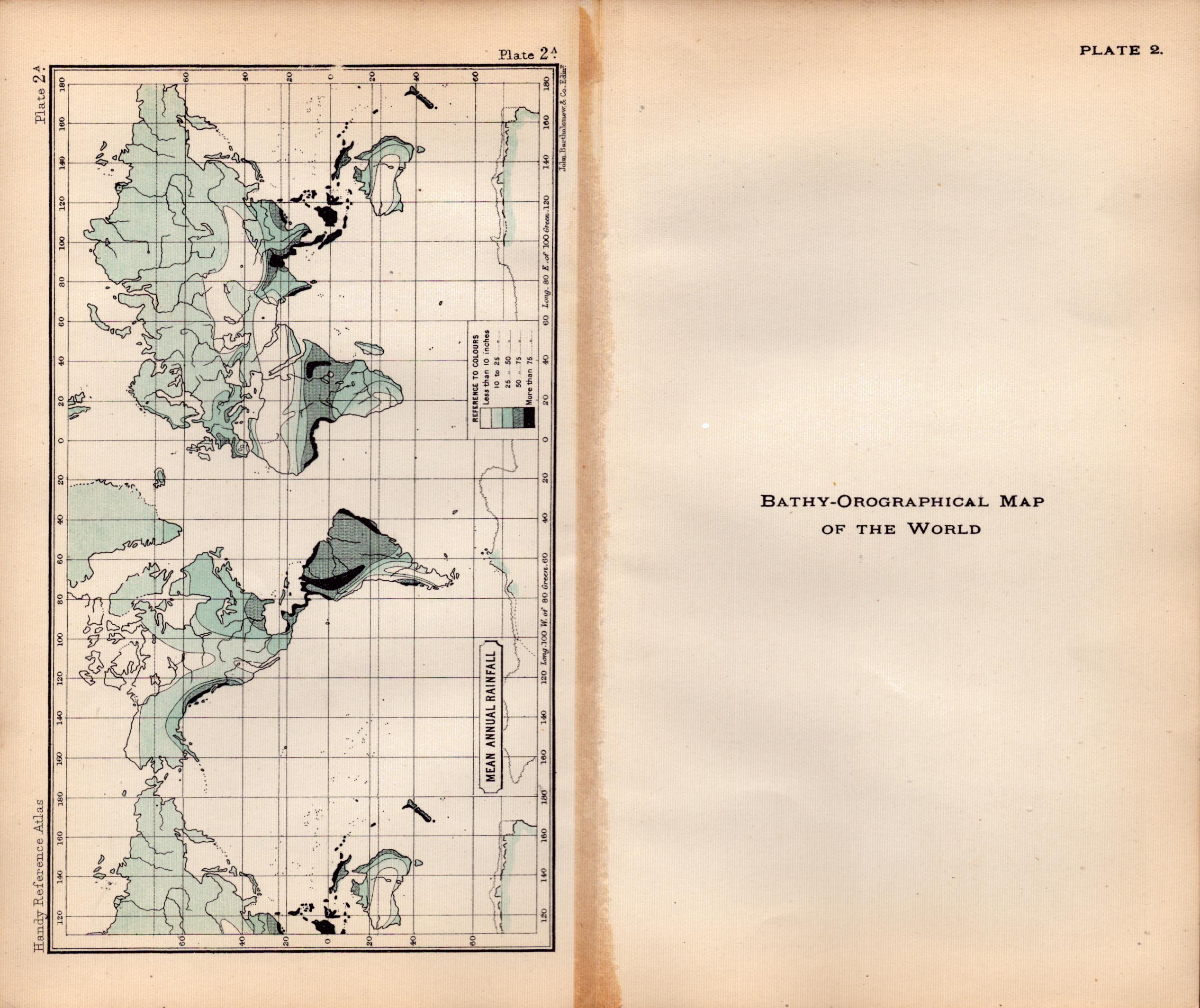 Bathy-Orographical The World Double Sided Victorian Antique 1898 Map. - Image 2 of 3