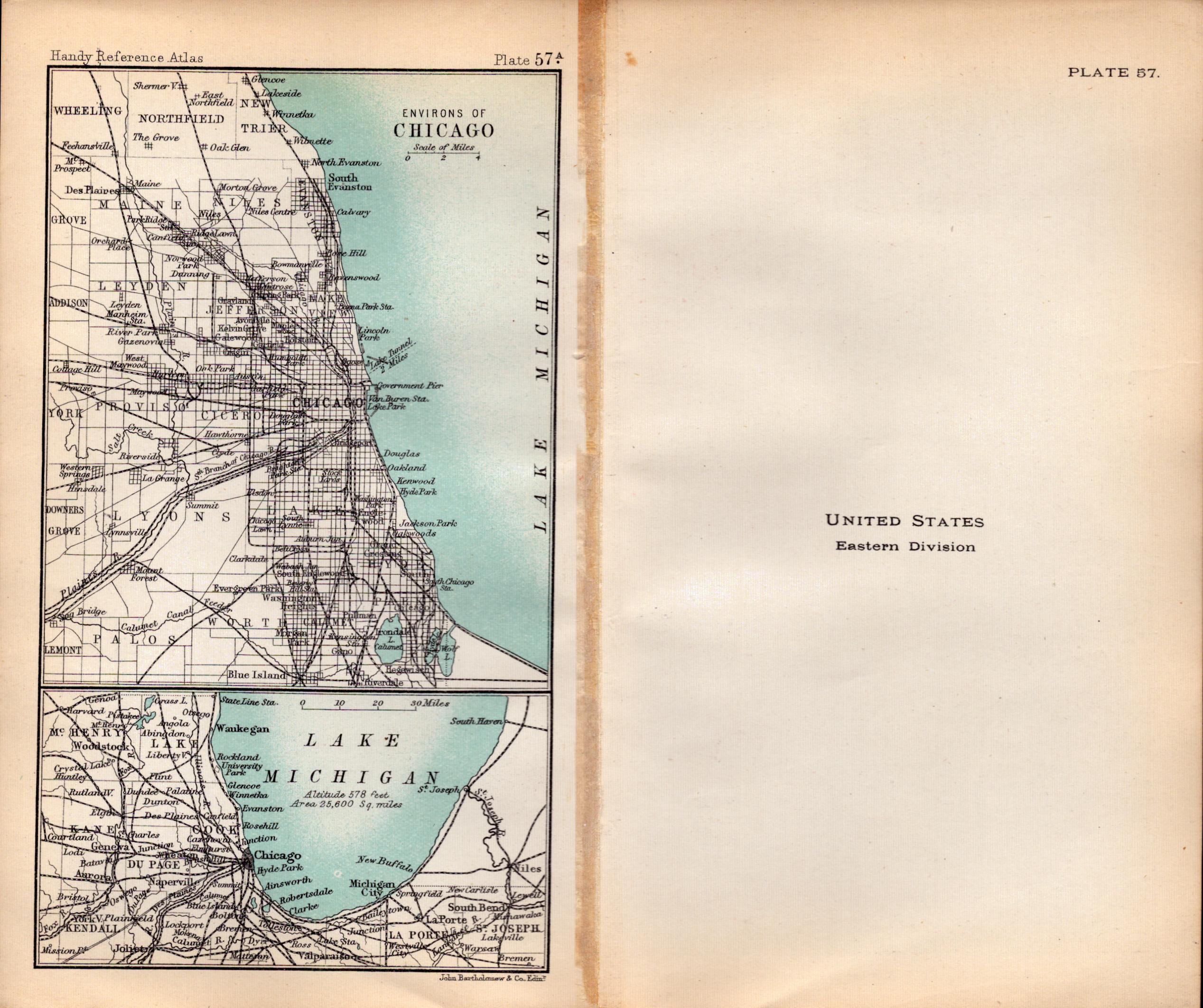 USA Eastern Division Double Sided Victorian Antique 1896 Map. - Image 2 of 3