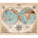 Bathy-Orographical The World Double Sided Victorian Antique 1898 Map.