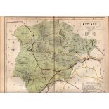 The County of Rutland Large Victorian Letts 1884 Antique Coloured Map.