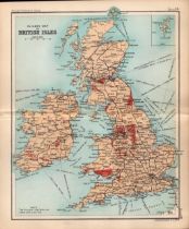 British Isles Railways Double Sided Victorian Antique 1898 Map.