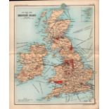 British Isles Railways Double Sided Victorian Antique 1898 Map.