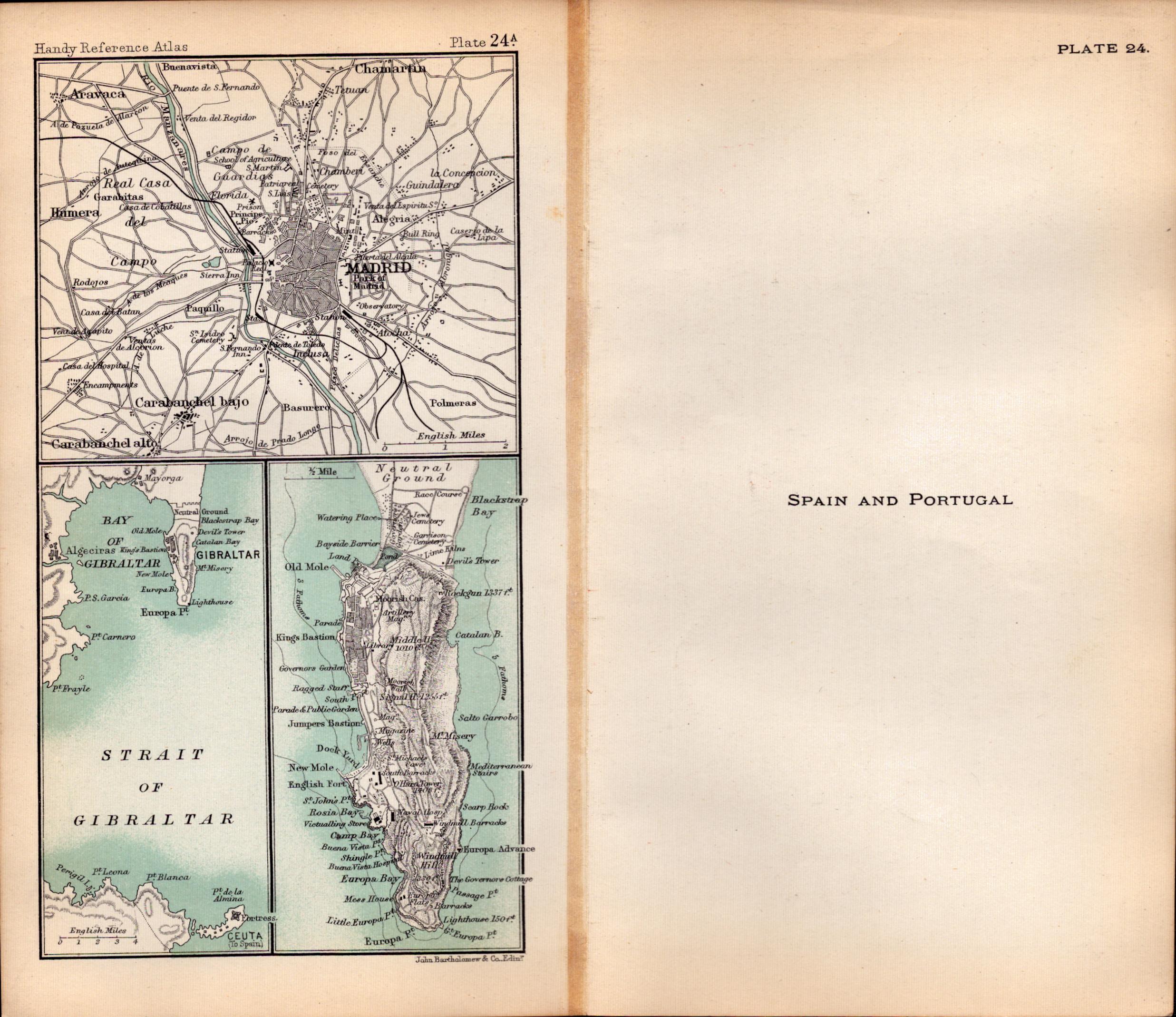 Spain Gibraltar Portugal Double Sided Antique 1898 Map. - Image 2 of 3