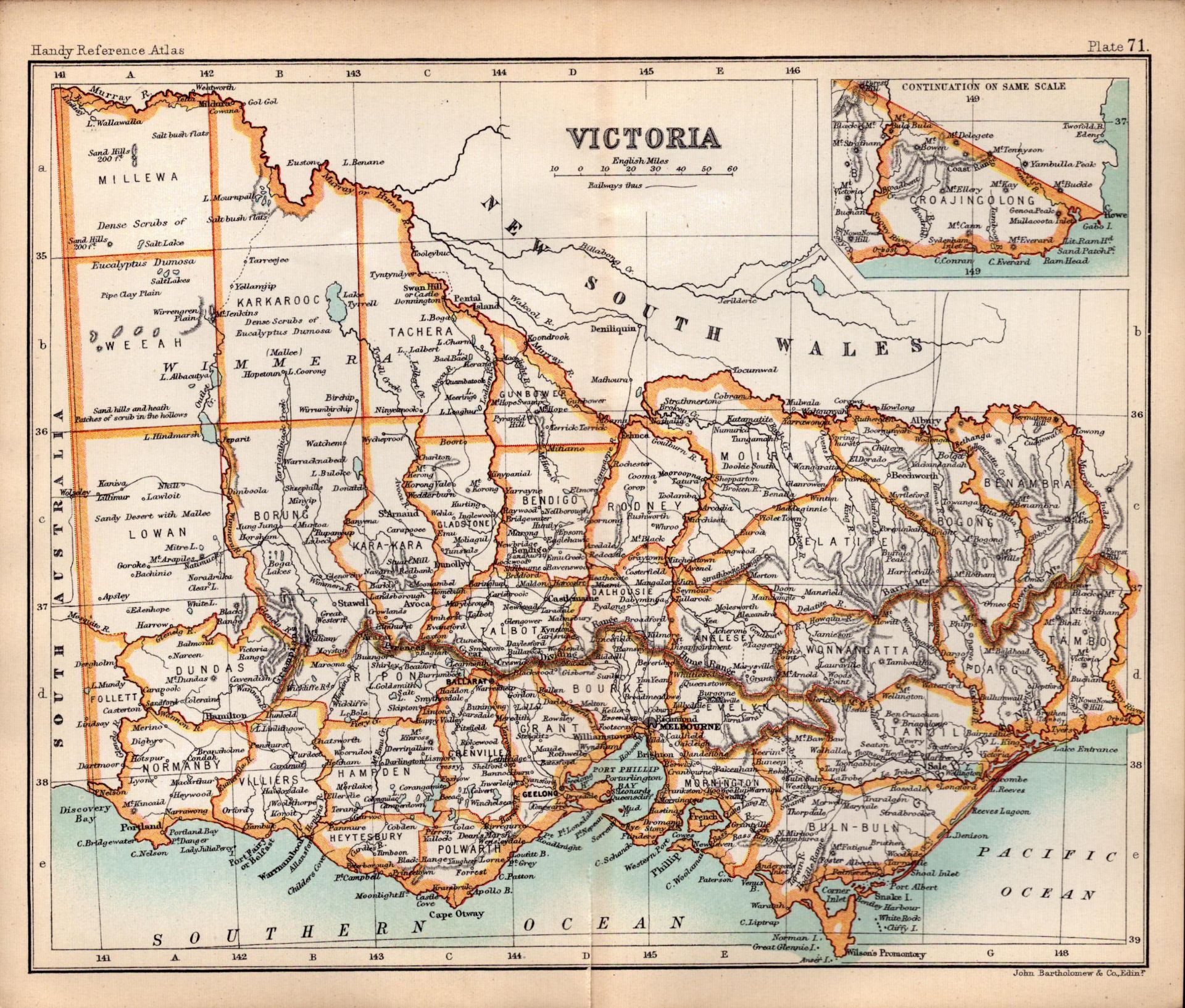 Victoria State Australia Double Sided Victorian Antique 1896 Map.