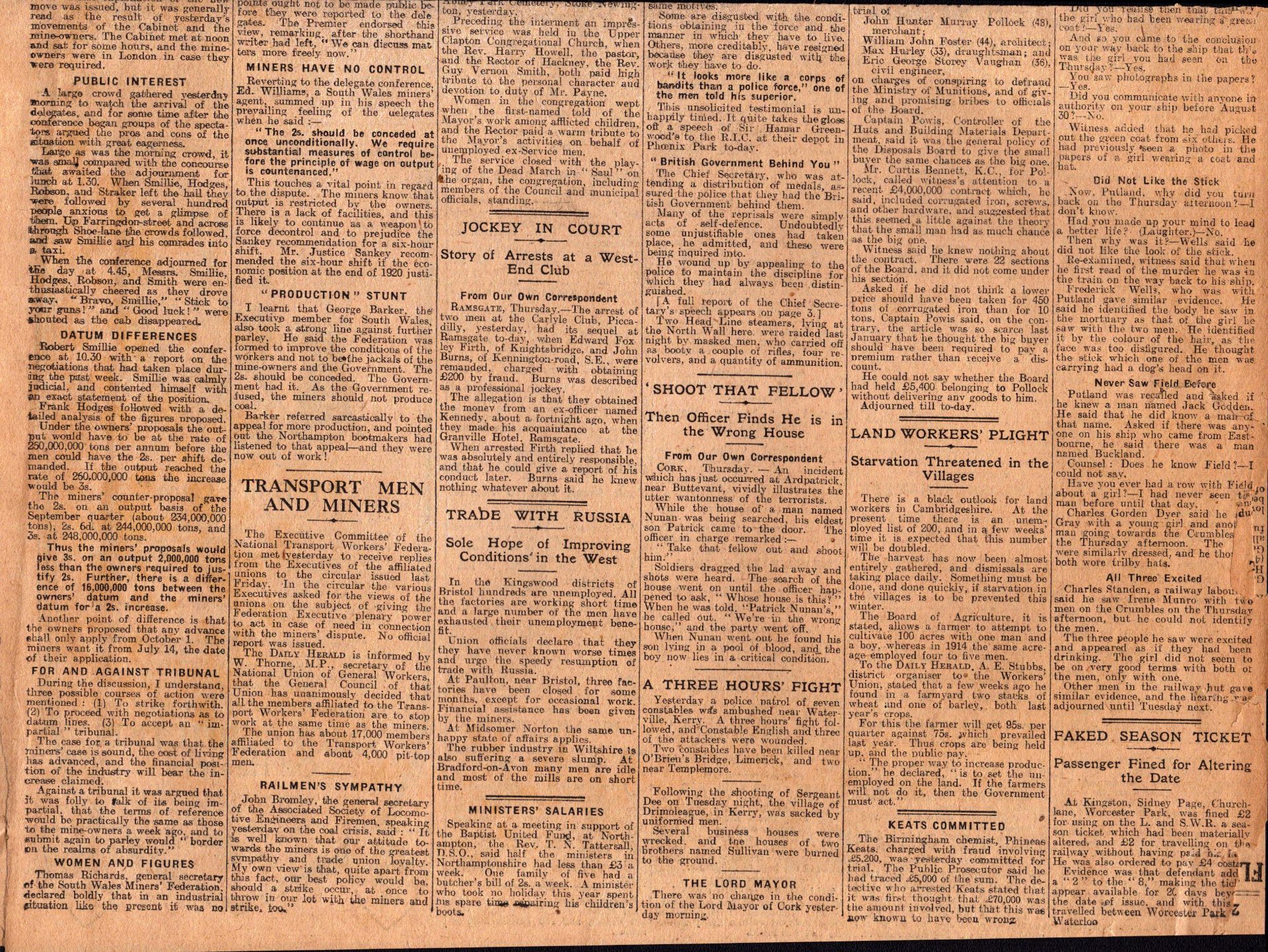 Irish War of Independence News Reports Black & Tans, Hunger Strikes 1920-1. - Image 2 of 7