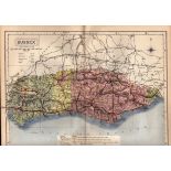 County of Sussex Large Victorian Letts 1884 Antique Coloured Map.