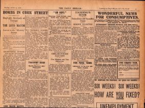 Irish War of Independence News Reports Black & Tans, Hunger Strikes 1920-7.