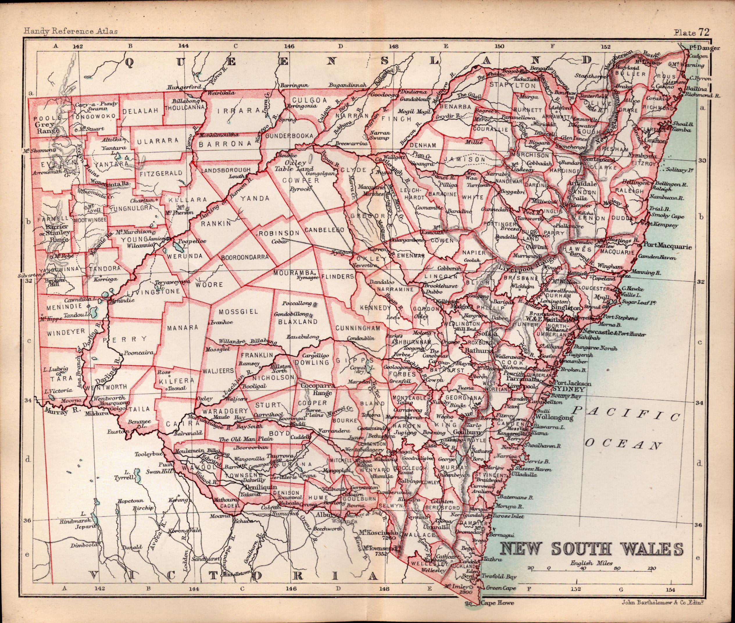 New South Wales Australia Double Sided Victorian Antique 1896 Map.