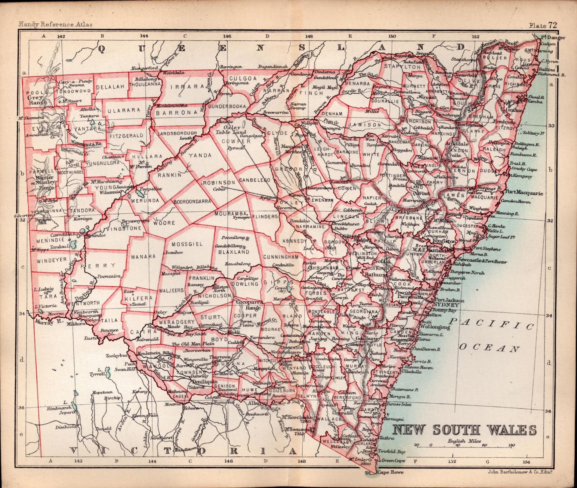 New South Wales Australia Double Sided Victorian Antique 1896 Map.