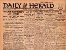 Irish War of Independence News Reports Black & Tans, Hunger Strikes 1920-16.