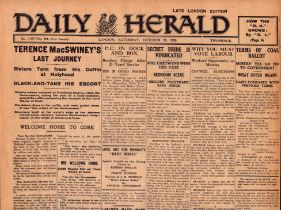 Irish War of Independence News Reports Black & Tans, Hunger Strikes 1920-16.