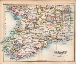 Southern Ireland Area Double Sided Antique 1896 Map.