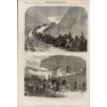 Pursuit of the Fenians in Tipperary Antique Woodgrain Print 1867.