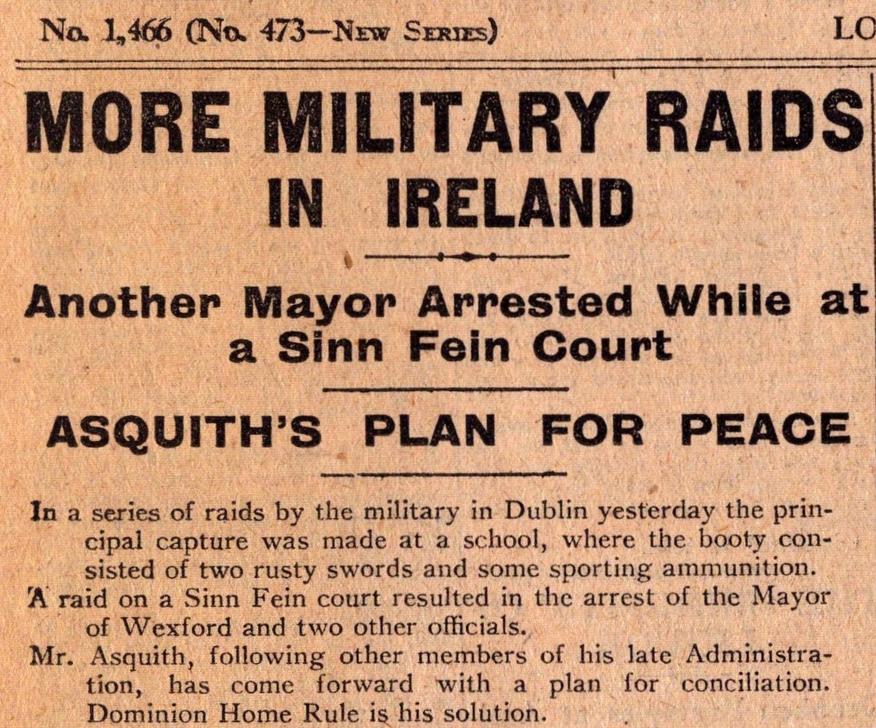 Irish War of Independence News Reports Black & Tans, Hunger Strikes 1920-2. - Image 6 of 8