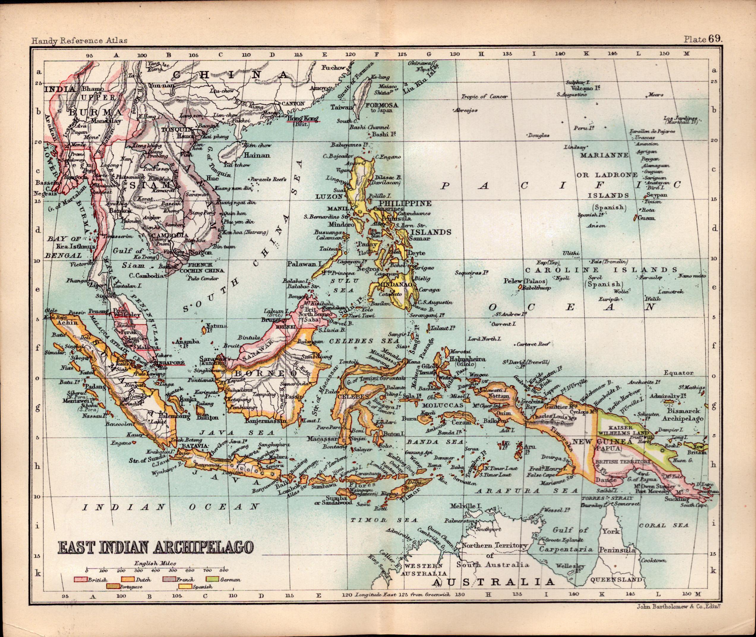 East Indian Archipelago Double Sided Victorian Antique 1896 Map.