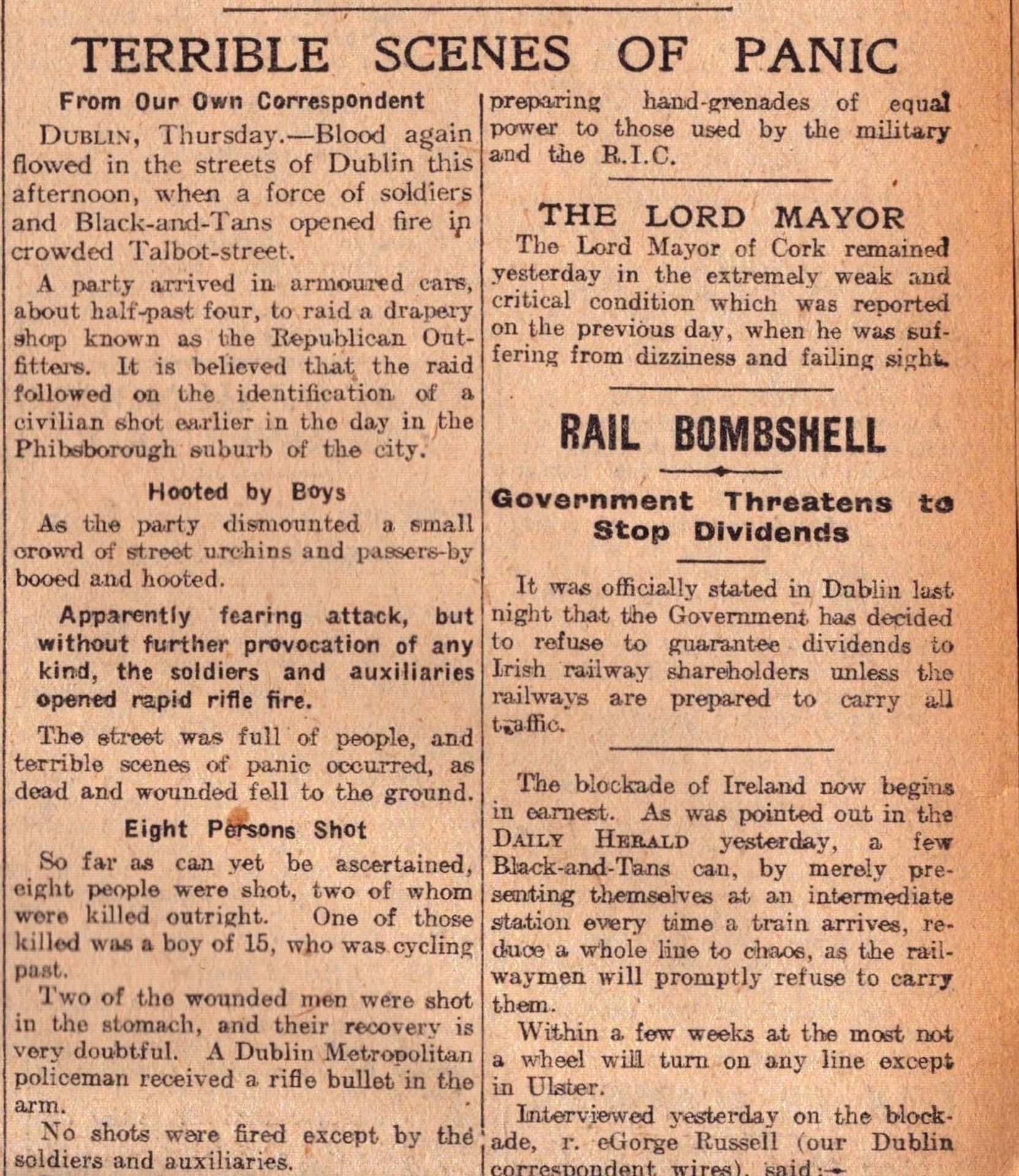 Irish War of Independence News Reports Black & Tans, Hunger Strikes 1920-5. - Image 4 of 7