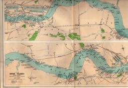 Bacons Vintage London Suburbs the River Thames Showing Wharves Map.
