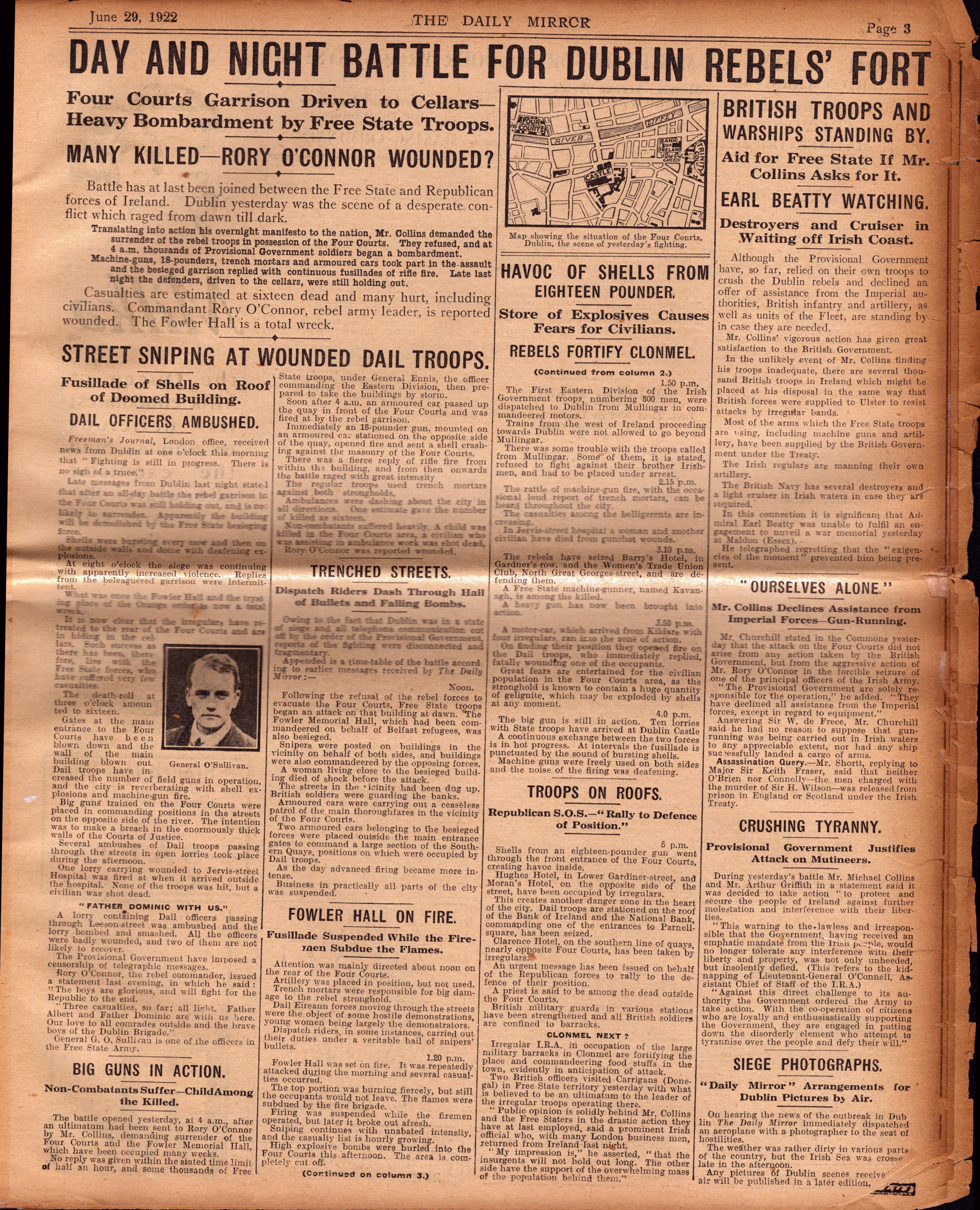 Irish Civil War Antique Rare Newspaper Irish the Battle Of Dublin Rare Reports & Images. - Image 2 of 11