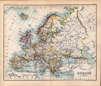 Continent of Europe Double Sided Victorian Antique 1898 Map.
