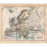 Continent of Europe Double Sided Victorian Antique 1898 Map.