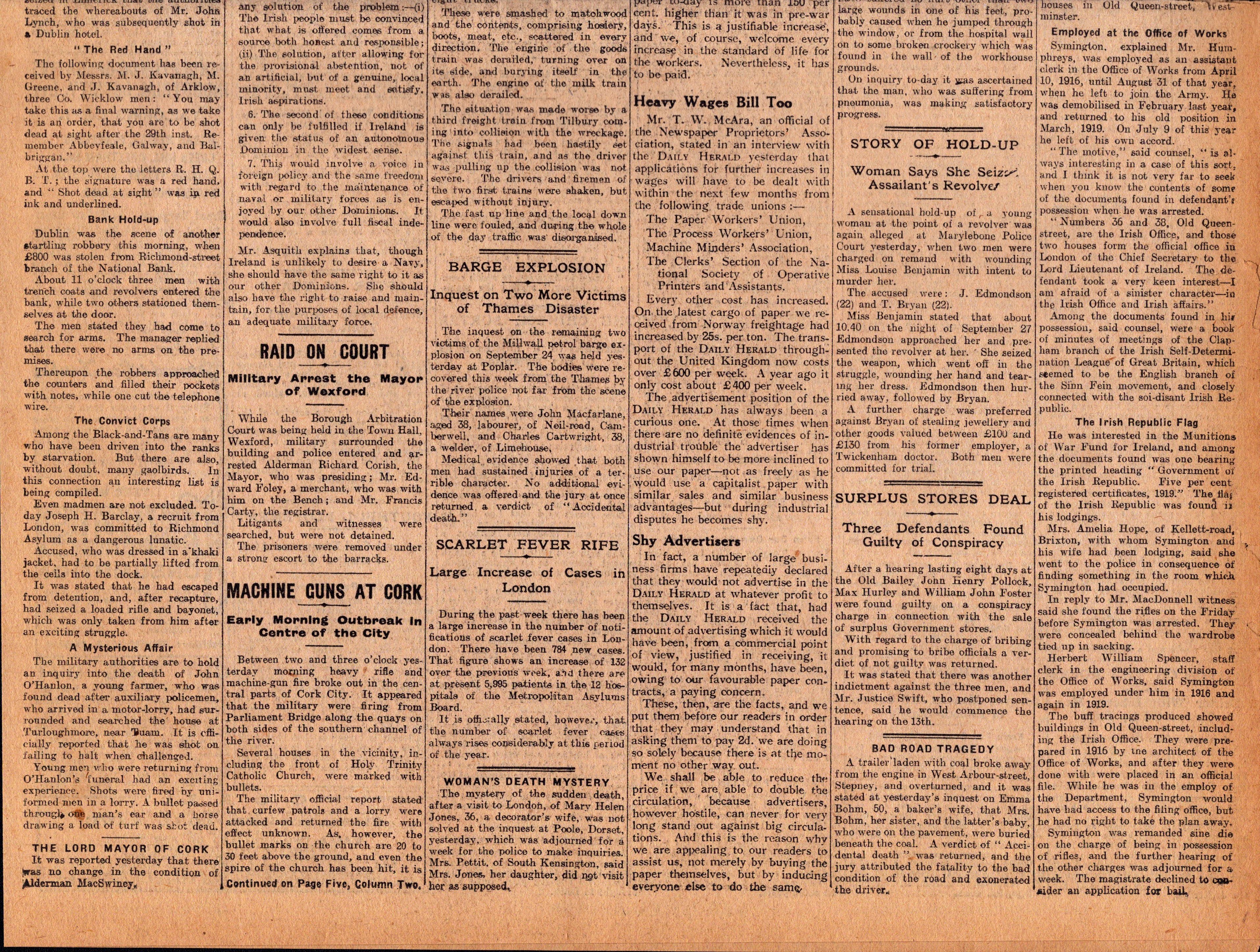 Irish War of Independence News Reports Black & Tans, Hunger Strikes 1920-2. - Image 8 of 8