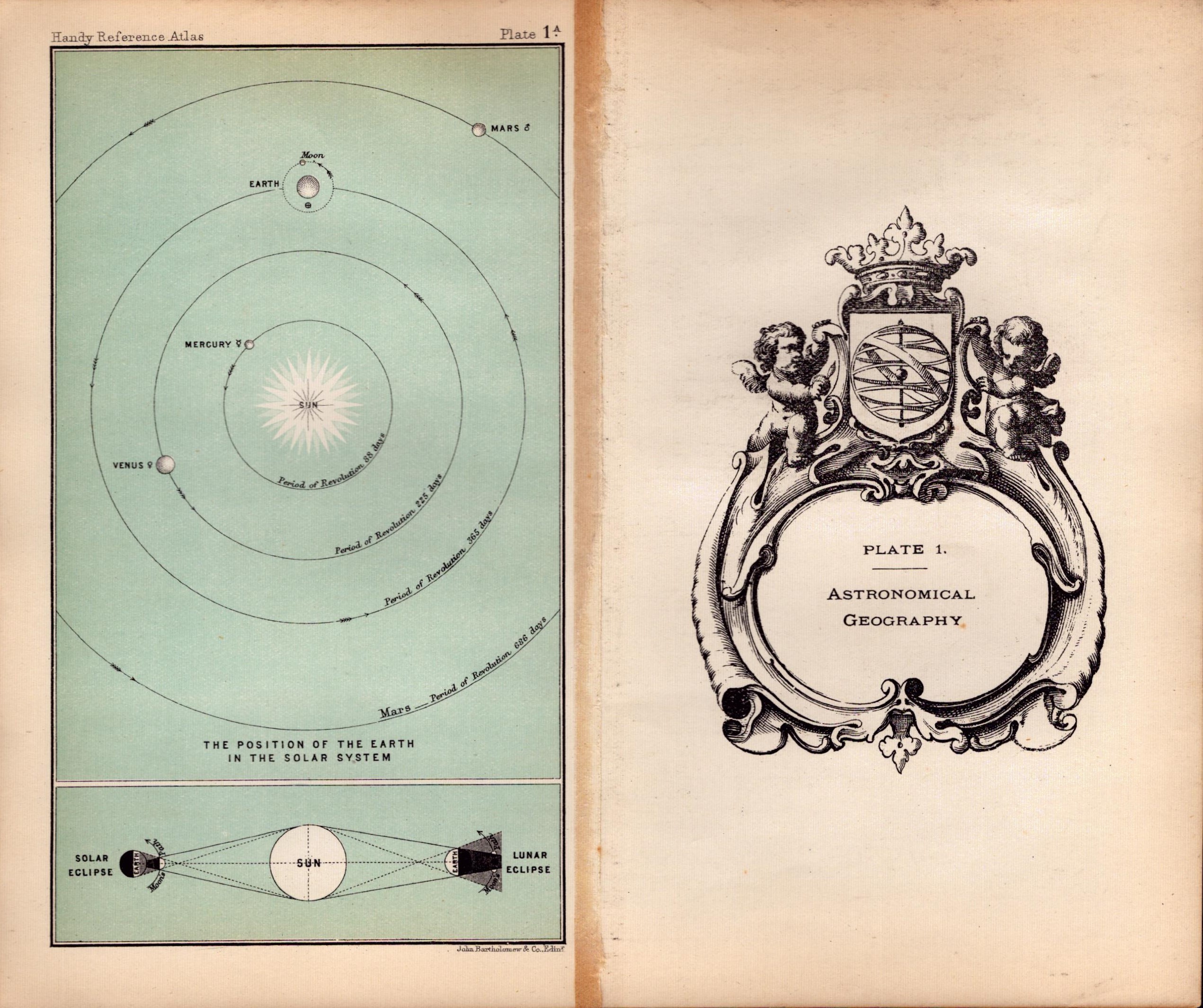 Astronomical Geography Double Sided Victorian Antique 1898 Map. - Image 2 of 3