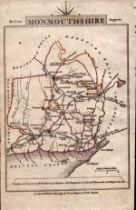 Monmouthshire John Cary’s 1792 Antique George III Coloured Engraved Map.