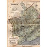 The County of Monmouth Large Victorian Letts 1884 Antique Coloured Map.