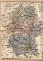 The County of Wiltshire Large Victorian Letts 1884 Antique Coloured Map.