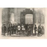Marching Fenian Prisoners into the County Prison at Cork Antique 1866 Print