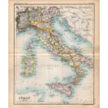 Italy Rome Naples Sicily Double Sided Victorian Antique 1898 Map.