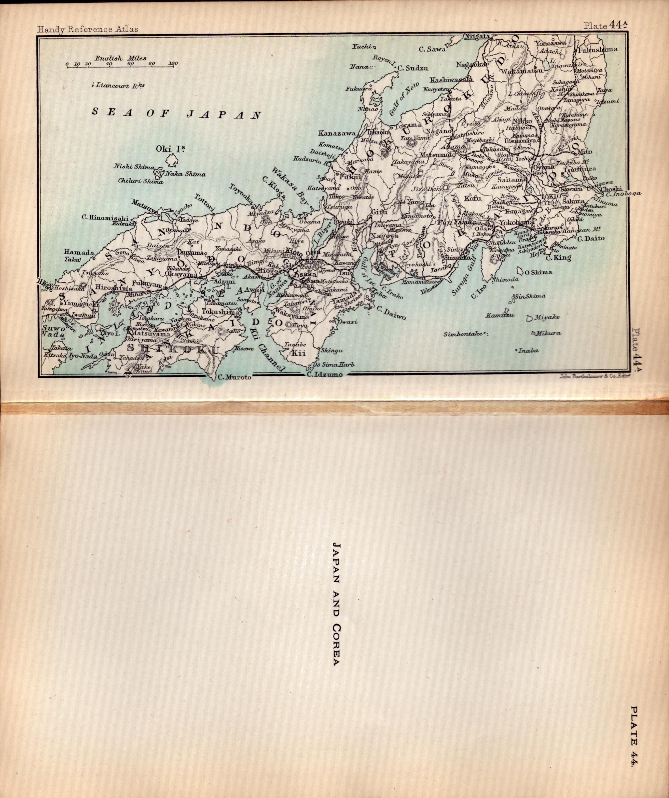 Japan & Corea (Korea) Double Sided Victorian Antique 1898 Map. - Image 2 of 3