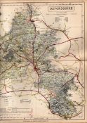 County of Oxfordshire Large Victorian Letts 1884 Antique Coloured Map.