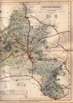 County of Oxfordshire Large Victorian Letts 1884 Antique Coloured Map.