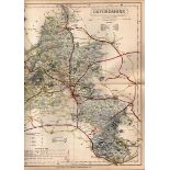 County of Oxfordshire Large Victorian Letts 1884 Antique Coloured Map.