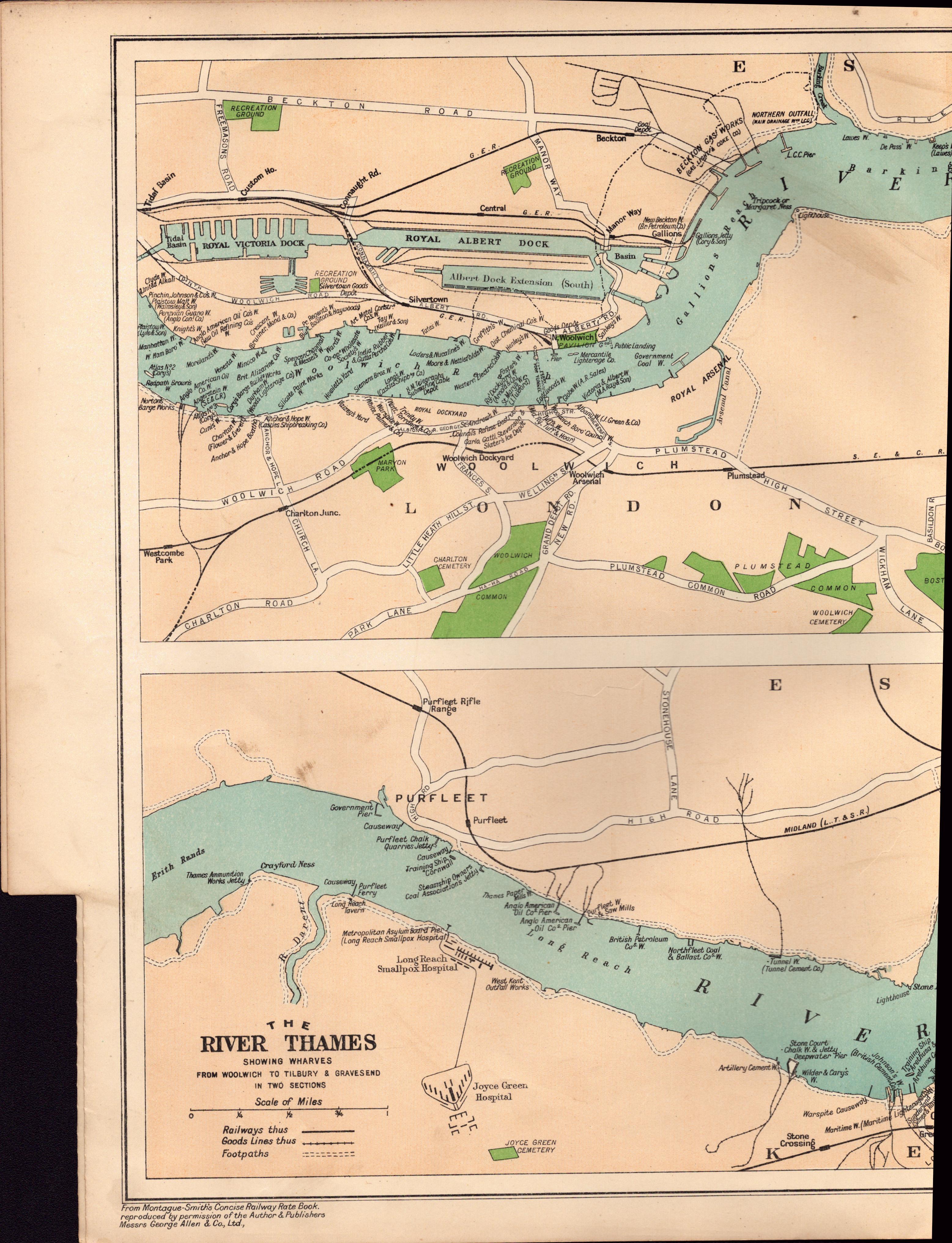 Bacons Vintage London Suburbs the River Thames Showing Wharves Map. - Image 2 of 4