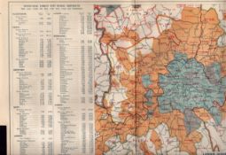 Bacons Vintage London Suburbs Urban & Rural Districts Map.