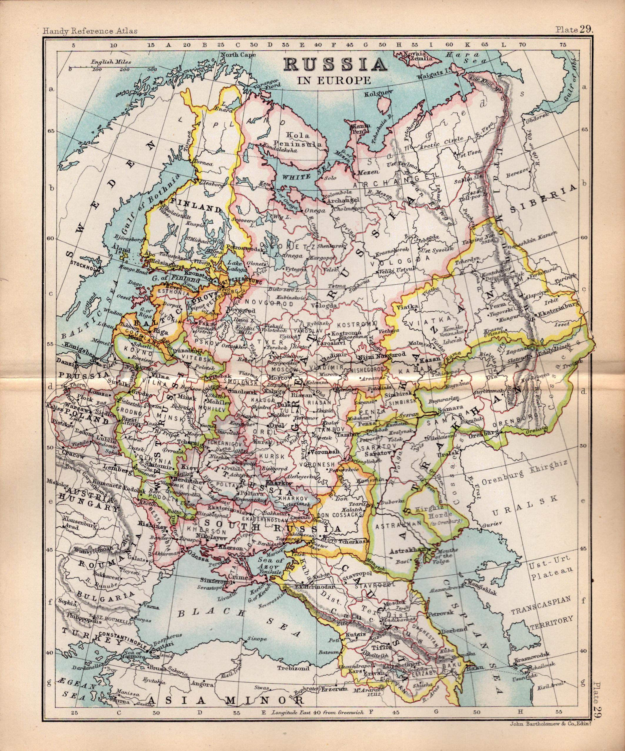 Russia In Europe Double Sided Victorian Antique 1898 Map.