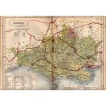 The County of Dorset Large Victorian Letts 1884 Antique Coloured Map.