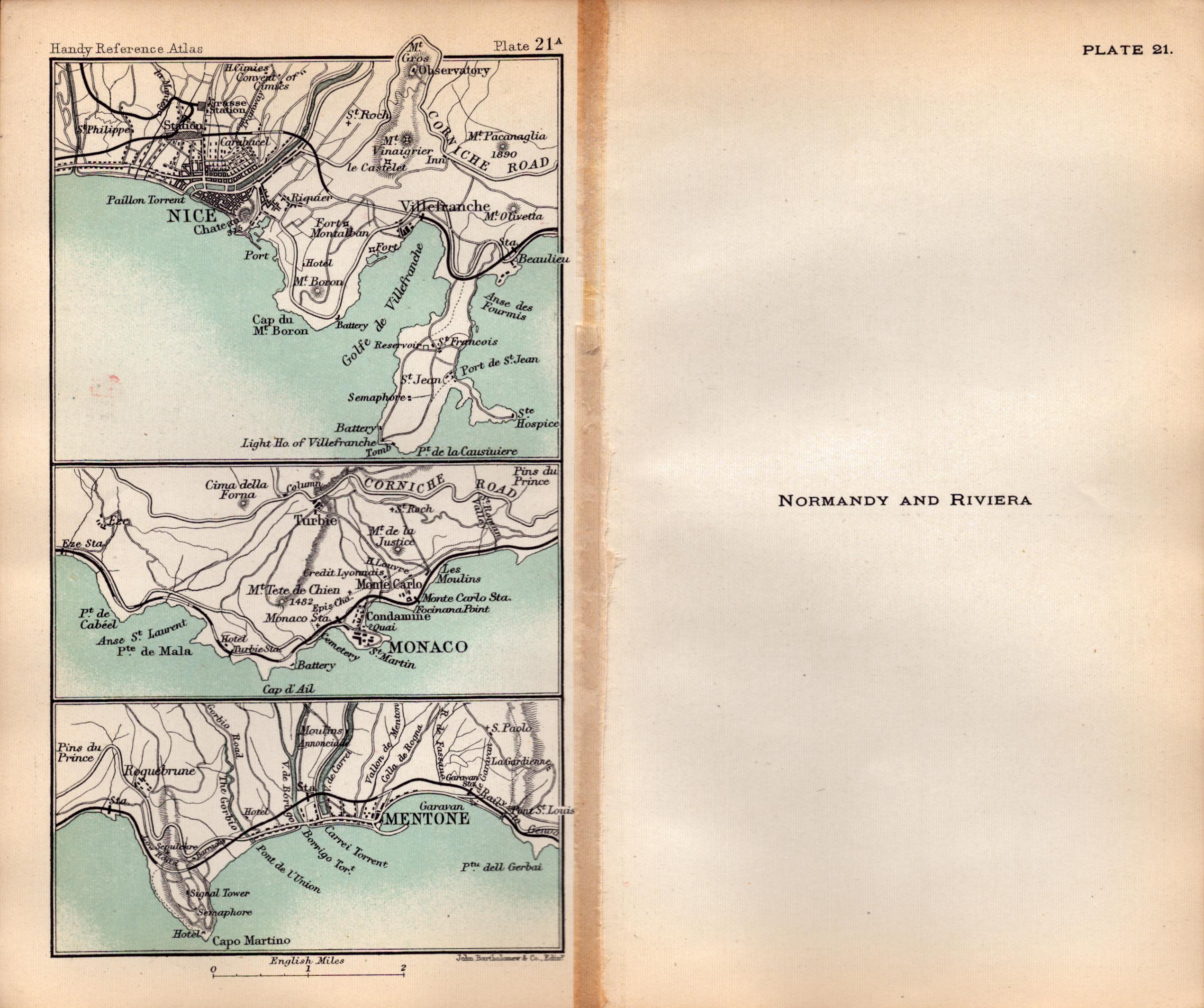 Normandy & the Riviera Double Sided Antique 1896 Map. - Image 2 of 3