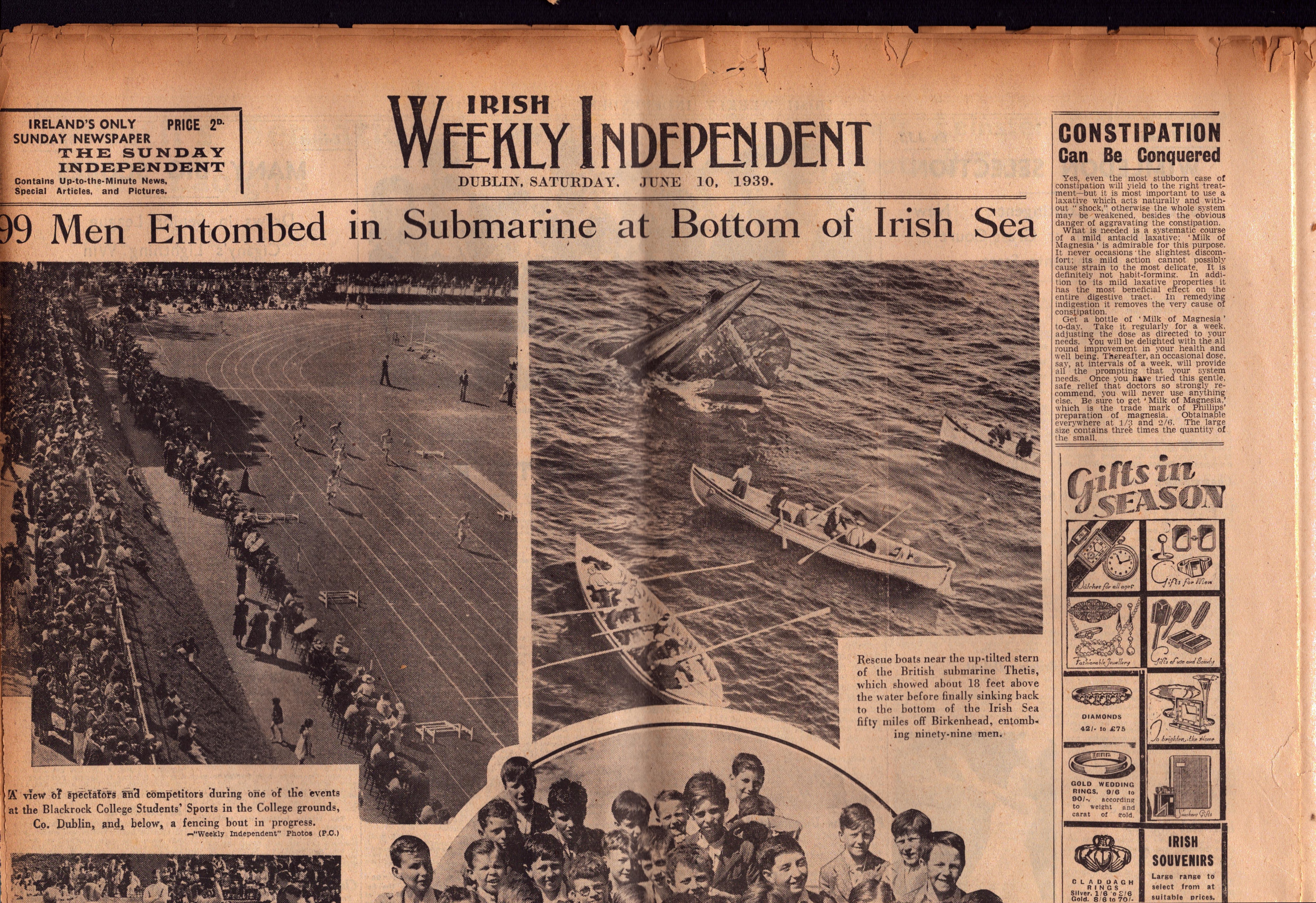 Complete Edition the Weekly Irish Independence 10th June 1939 Newspaper. - Bild 6 aus 6