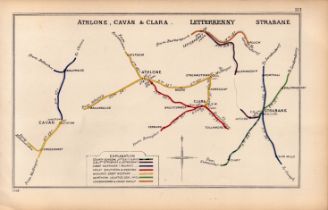 Athlone Cavan Letterkenny Strabane Ireland Antique Railway Diagram-113.