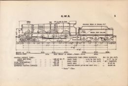 GWR Railway Saint Class Locomotive Detailed Drawing Diagram 85 Yrs Old Print.