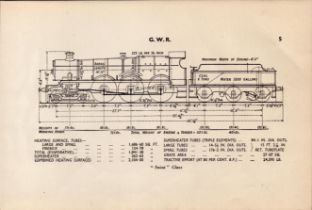 GWR Railway Saint Class Locomotive Detailed Drawing Diagram 85 Yrs Old Print.