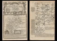 Bowen 290 Yrs Old Detailed Road Map London-Norwich Puckeridge, Newmarket.