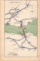 Forth Bridge Dunfermline Inverkeithing Scotland Antique Railway Diagram-129.