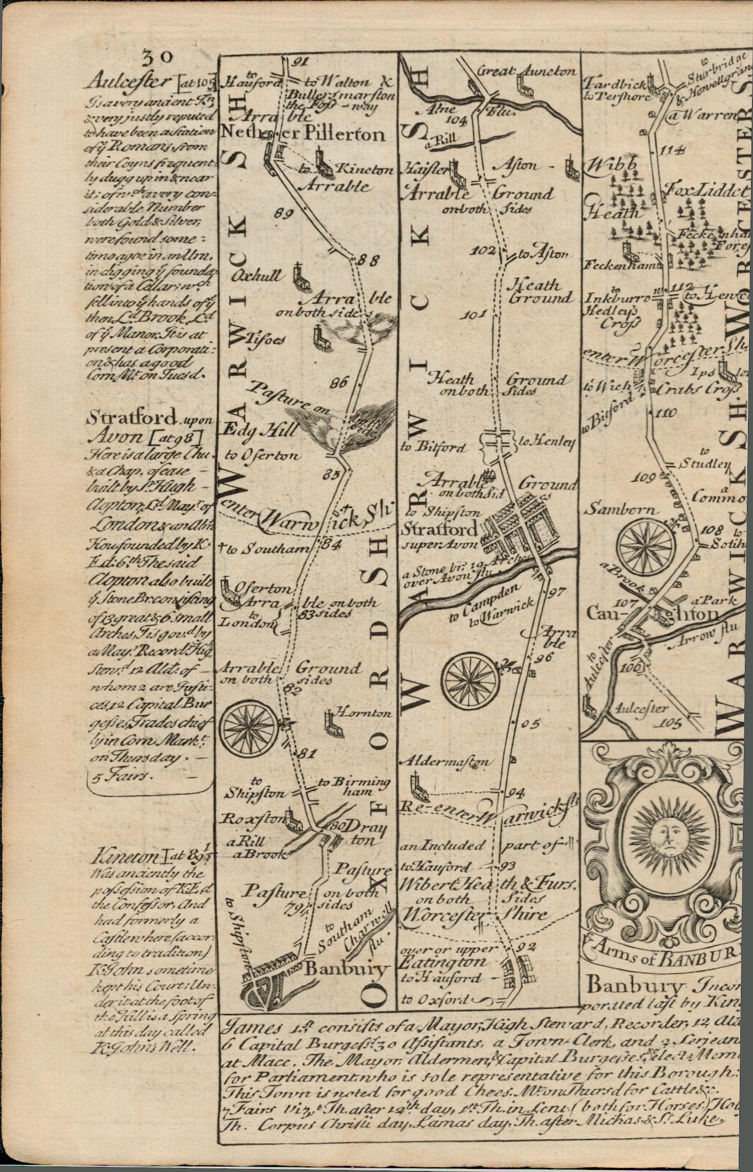 Bowen 290 Yrs Old Detailed Road Map Aylesbury, Stratford Upon Avon Banbury. - Image 3 of 4